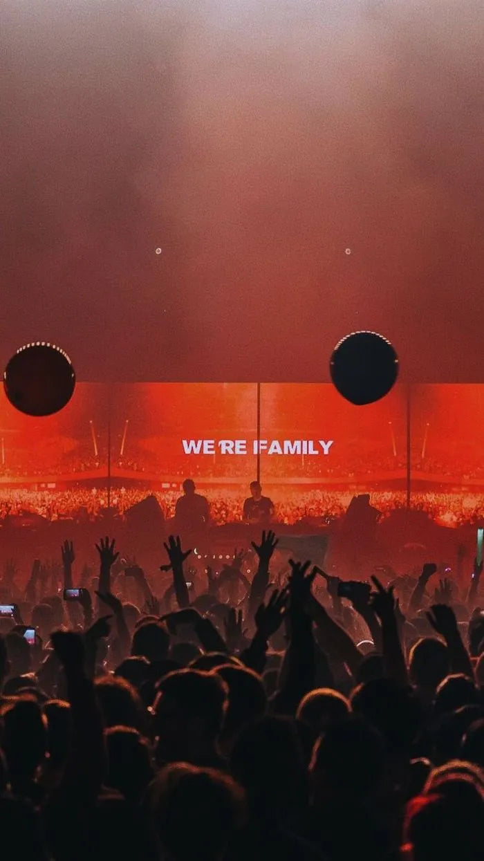 Crowd with hands up at a festival
